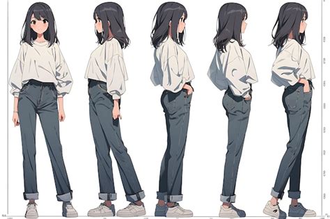 Premium Ai Image 2d Anime Character Concept Art Turnaround Sheet