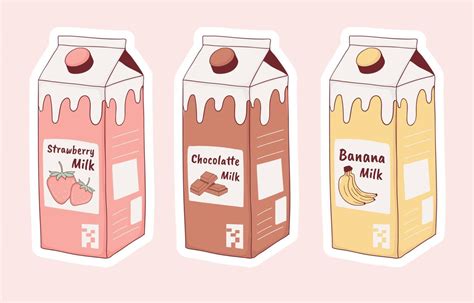 Colorful Hand Drawn Cute Milk Stickers Collection 6792014 Vector Art At Vecteezy