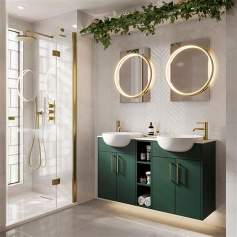 Solas Round Illuminated Bathroom Mirror Brushed Brass Hib Ltd