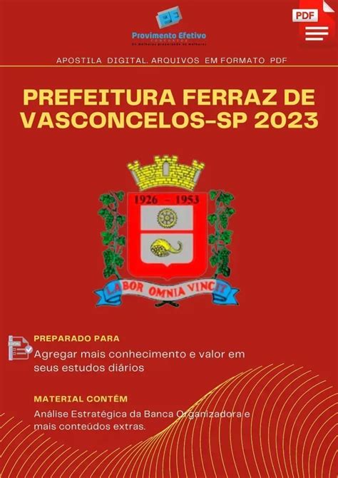 Provimento Efetivo Concursos Apostila Pref Ferraz Vasconcelos Sp