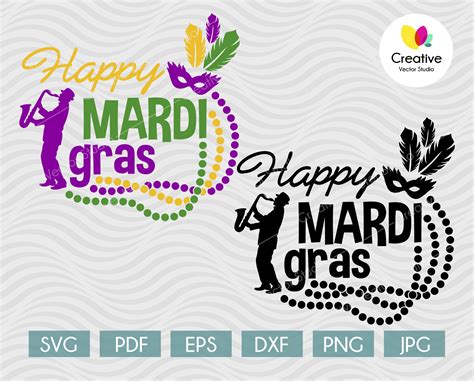 Happy Mardi Gras SVG, PNG, DXF Cut File | Creative Vector Studio