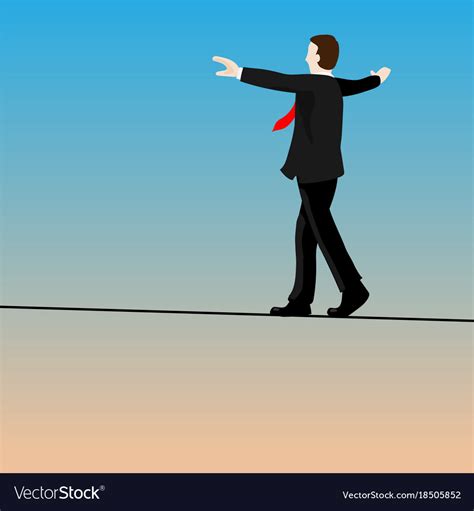 Isolated Businessmen Walking Tightrope Royalty Free Vector