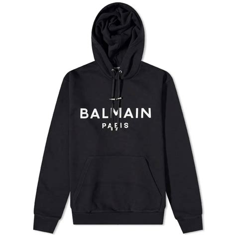 Balmain Mens Paris Logo Hoody In Blackwhite Balmain