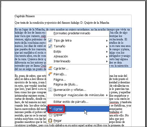 Cortando Texto Procesador De Textos En La Ense Anaza