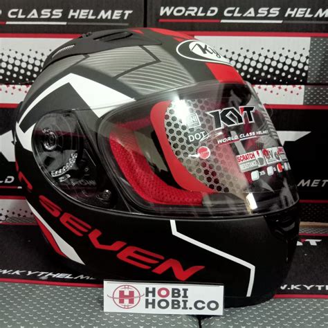 Jual HELM KYT FULL FACE RC7 MOTIF 18 BLACK MATT RED KYT RC SEVEN MOTIF