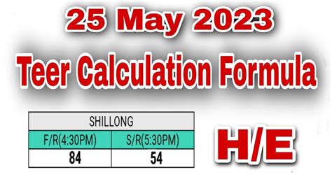 25 May 2023 Teer Calculation Formula Shillong Teer Common Number