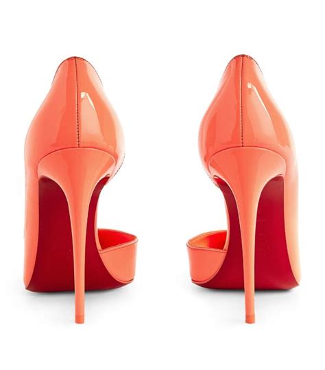 Womens Christian Louboutin Orange Iriza Patent Leather Pumps