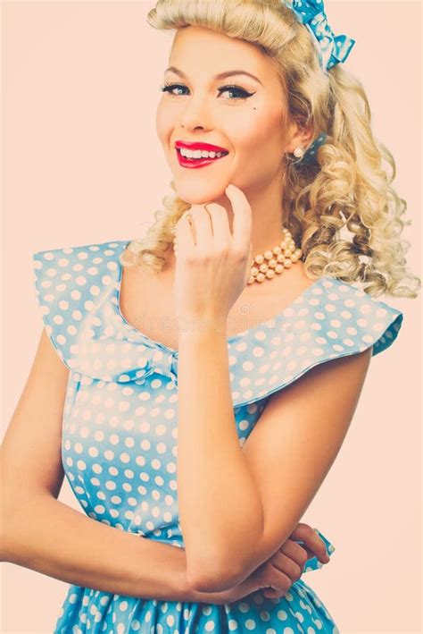 Blond Pin Up Young Woman Stock Image Image Of Dress 39393715