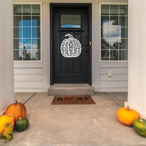 Metal Pumpkin Steel Sign Metal Porch Sign Fall Door Hanger Fall