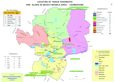 1 Coimbatore Map Showing Its Four Zones Along With All The Slums That