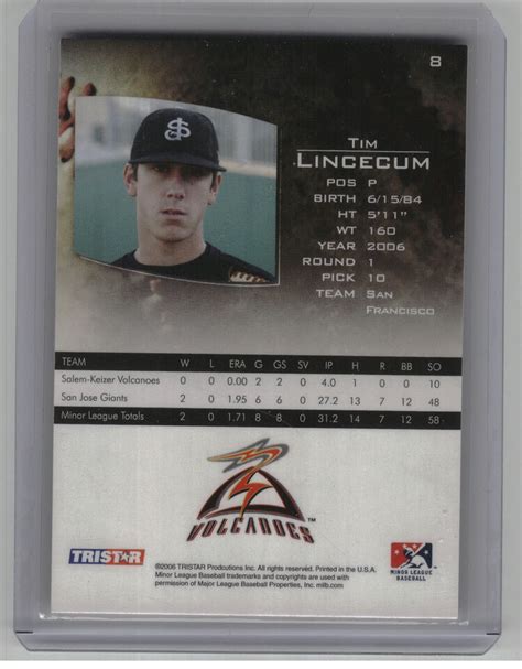 2006 TriStar Prospects Plus 8 Tim Lincecum EBay