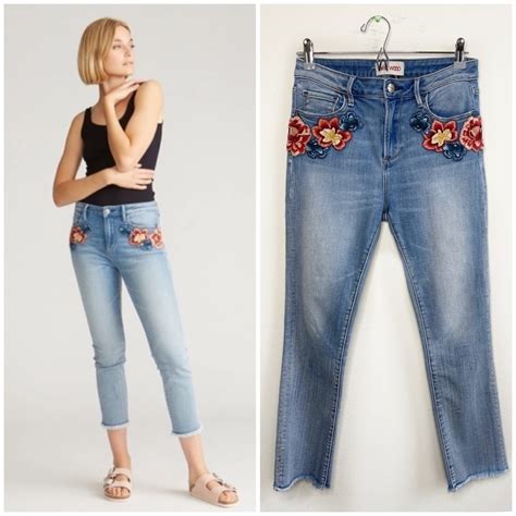 Driftwood High Rise Colette Floral Embroidered Jeans Gem