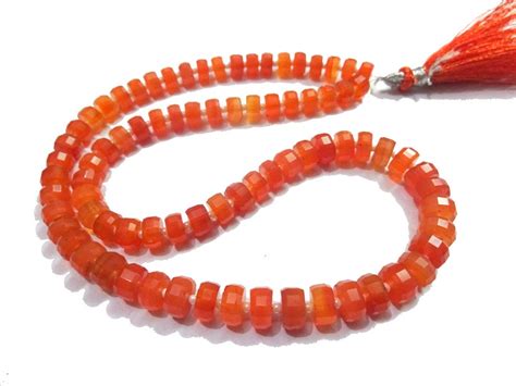 Aaa Grade Carnelian Step Cut Faceted Rondelle Beads Size Etsy