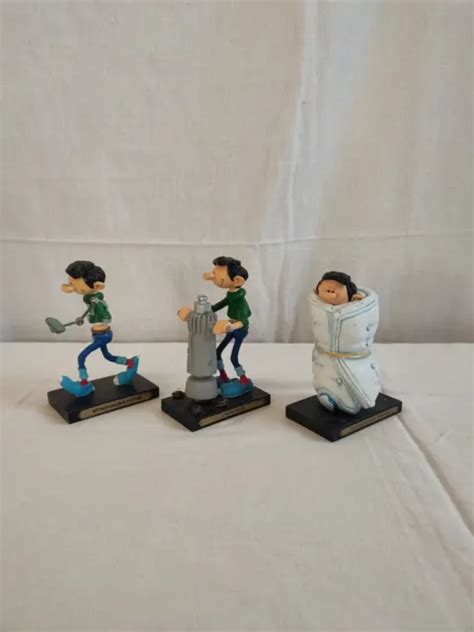 LOT 3 FIGURINES GASTON LAGAFFE en résine 2004 MARSU BY FRANQUIN PLASTOY