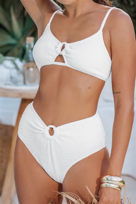 Bikini taille haute et texturé à joint torique Cupshe France