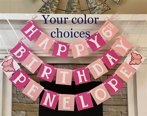 Butterfly Birthday Name Banner Decorations Any Age Butterfly Birthday