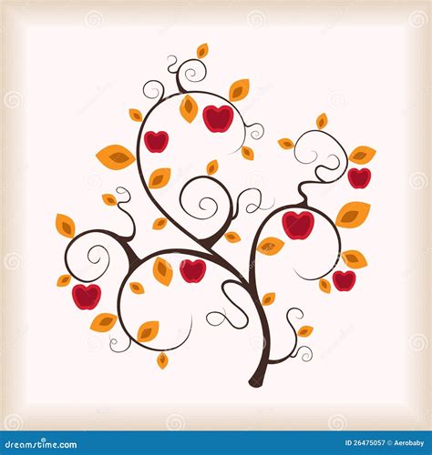 Autumn apple-tree. stock vector. Illustration of decoration - 26475057