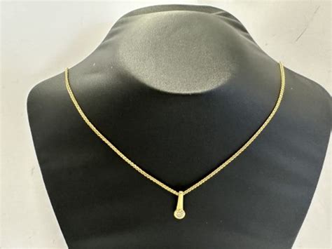 Ct Yellow Gold Ct Yellow Gold Necklace With White Stone Drop