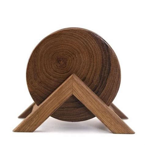 Round Natural SAWI Decorative Wooden Coasters Slices For Dining Tea