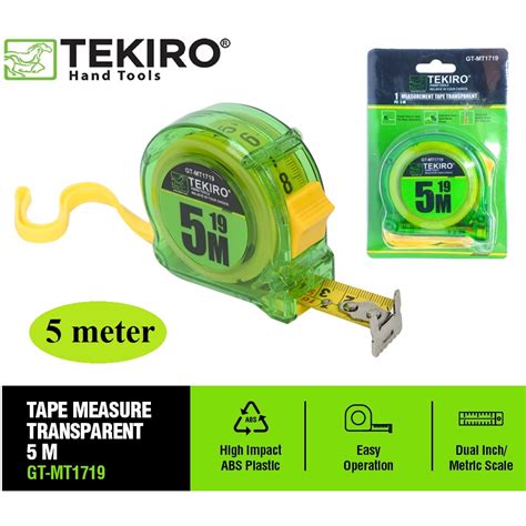 Jual TEKIRO Meteran 5 Meter 5 M Meteran Transparan Measuring Tape Rol