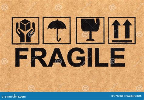 Fragile Symbol On Cardboard Stock Photo Image Of Distribution