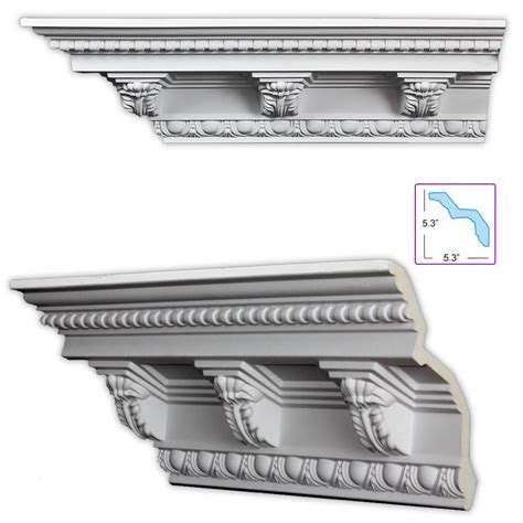 Udecor Baroque Style 75 Inch Crown Molding Pack Of 8 Primed White