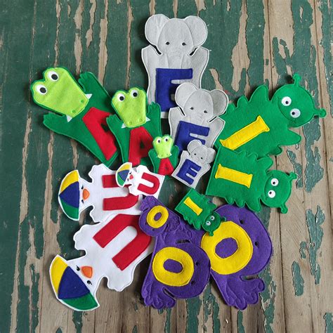 Alphabet Felt Puppets Alphabet Play Set Educational Play Etsy Felt