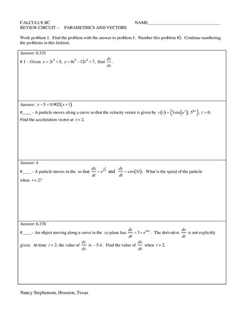 Calculus Assignment Calculus Bc Name