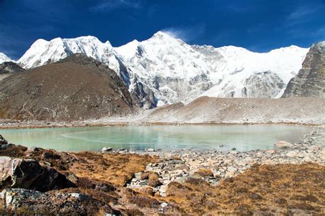 Beautiful Panoramic View Of Mount Cho Oyu And Lake Stock Image Image