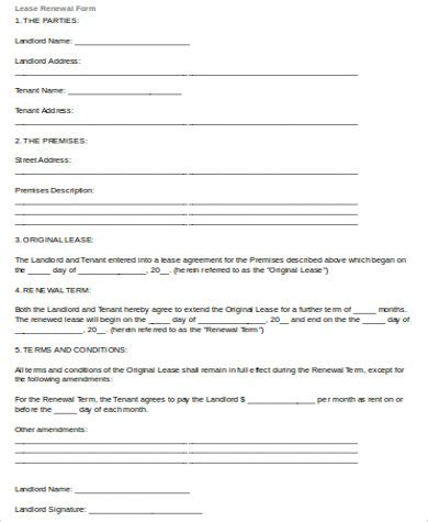 FREE 9+ Sample Lease Renewal Forms in MS Word | PDF