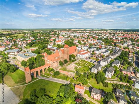 Kwidzyn Z Lotu Ptaka Krajobraz Miasta Widziany Z Powietrza Z Zamkiem I