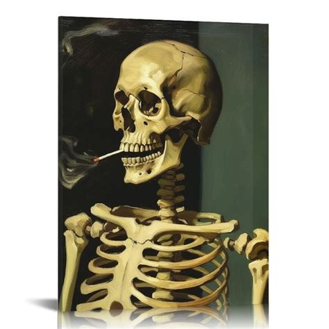 Jeuxus Vincent Van Gogh Skeleton Poster Skull With Cigarette Canvas