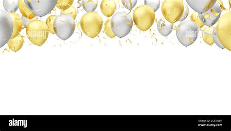 Silver And Gold Balloons Isolated On White Background 3d Illustration