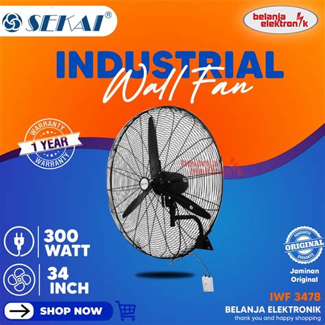 Jual KIPAS ANGIN DINDING INDUSTRI SEKAI INDUSTRIAL WALL FAN 34 INCH IWF