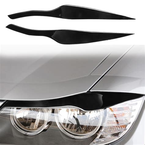 สติ๊กเกอร์ตกแต่งคิ้วไฟรถยนต์คู่สำหรับ Bmw 3 Series E90 2005 2012 สีดำ