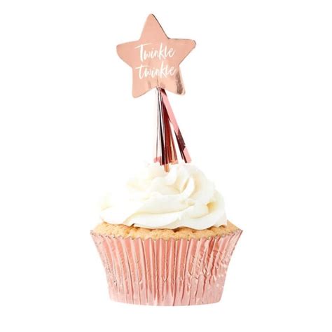 Twinkle Twinkle Cupcake Toppers Ros Goud Stuks Ginger Ray Spark Le