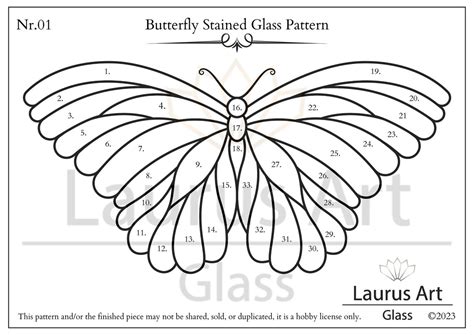 Butterfly Stained Glass Pattern Pdf Printable Butterfly Pattern Instant Downloadable