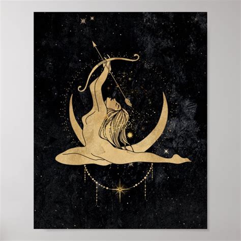 Zodiac Sagittarius Cosmic Gold Black Astrology Poster Zazzle