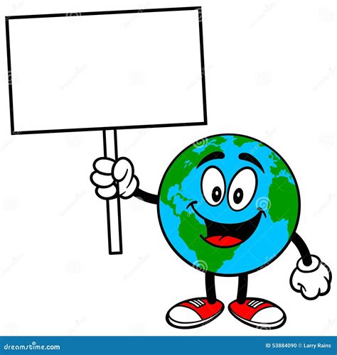 Earth Mascot With Sign Stock Vector Illustration Of Space