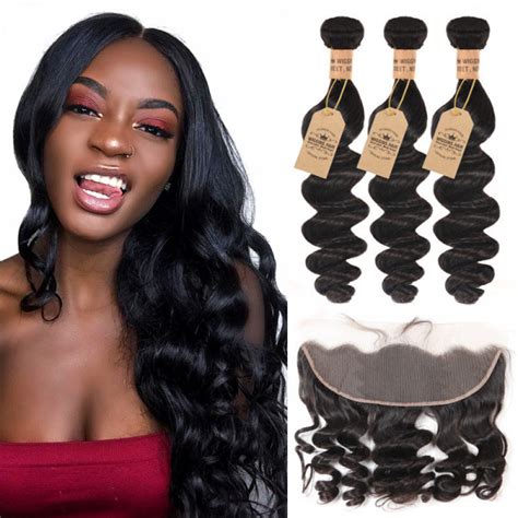 Wiggins Hair Bundles Loose Wave With Lace Frontal Closure Real