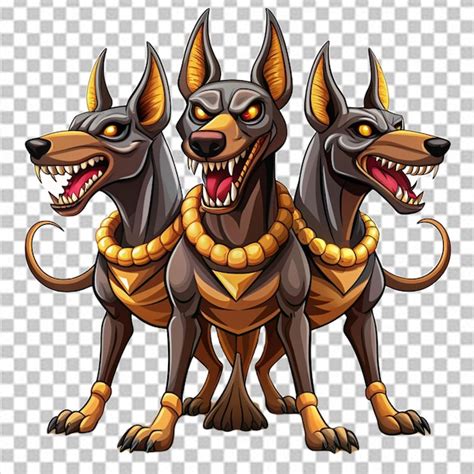 Cartoon Image Of Cerberus Guard The Three Dog Headed On White