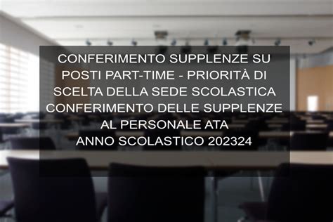 Conferimento Supplenze Su Posti Part Time Aclis