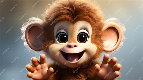 Premium Ai Image Cute Cartoon Of A Baby Monkey For Illustrations For