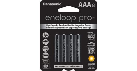 Panasonic Eneloop Pro Aaa 950mah Rechargeable Nimh Battery 8 Pack