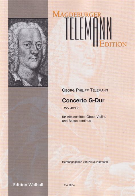 Telemann Georg Philipp 1681 1767 Concerto G Major Twv 43 G6 Ew1264