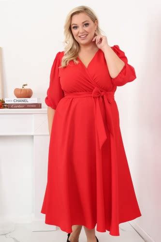 Sukienka Plus Size Salma Czerwona R 44 54 Sklep Internetowy ByLola