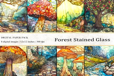 Forest Stained Glass Digital Papers Graphic By BonaDesigns Creative