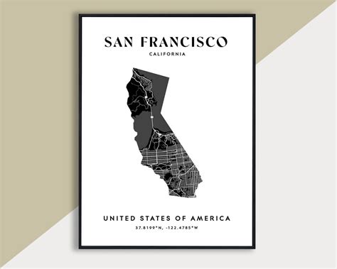 San Francisco Map Travel Poster Map of San Francisco, Large Maps, Map ...