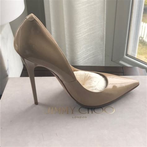 Jimmy Choo Shoes Jimmy Choo Anouk Nude Patent Leather Heels Poshmark