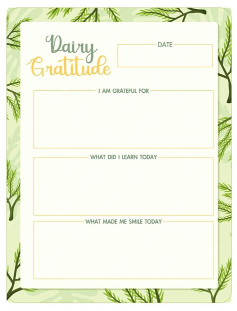 Free Vector | Gratitude diary template with green leaves